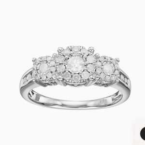 Sterling Silver 1/2 Carat T.W. Diamond 3-Stone Cluster Engagement Ring